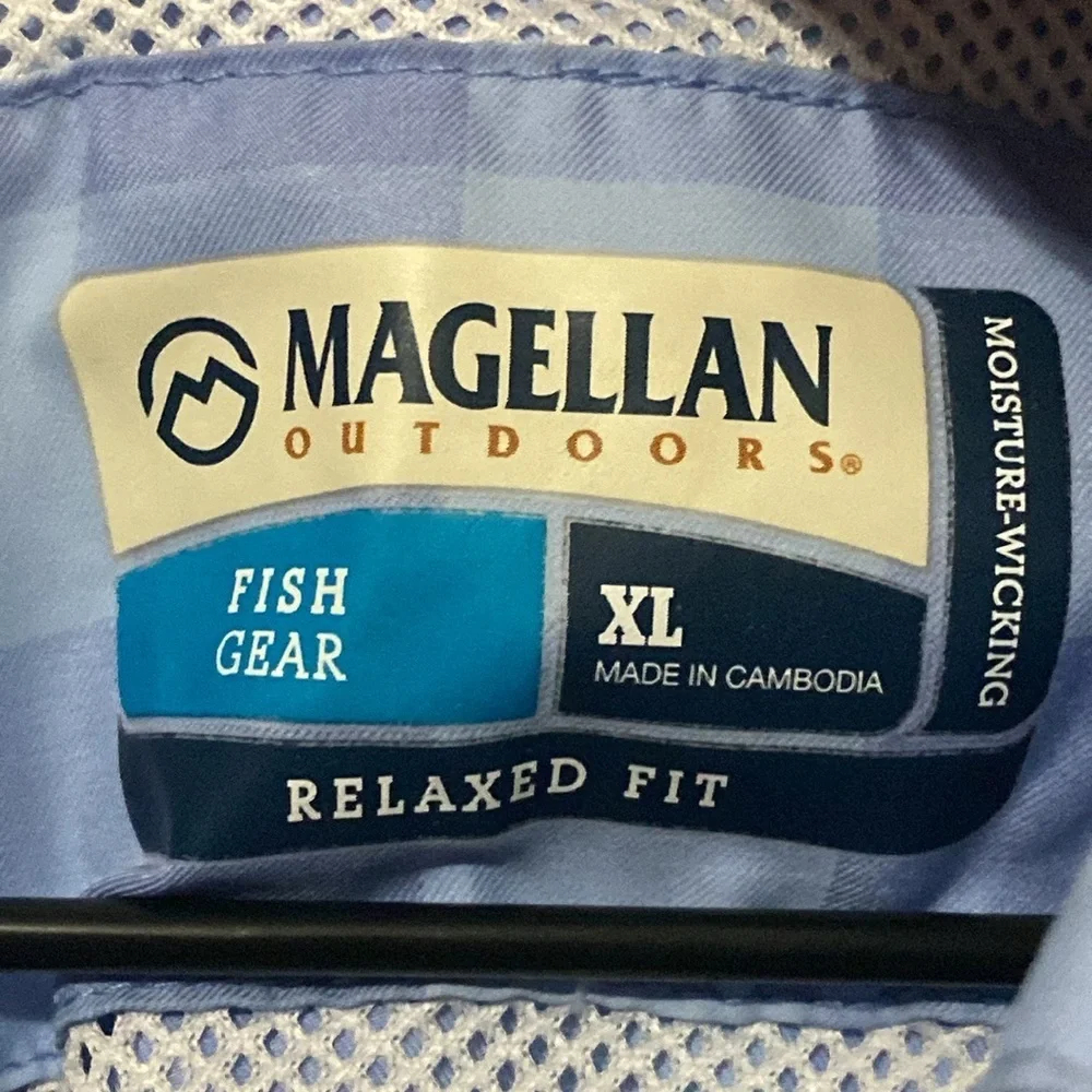 Magellan Fish Gear moisture wicking MENS XL Outdoors Blue‎ Button Down Shirt